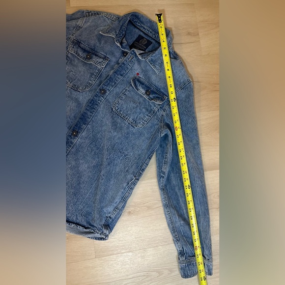 BUFFALO DAVD BITTON Blue Distressed Denim Button Down Shirt Jacket Men’s Large - Picture 9 of 9